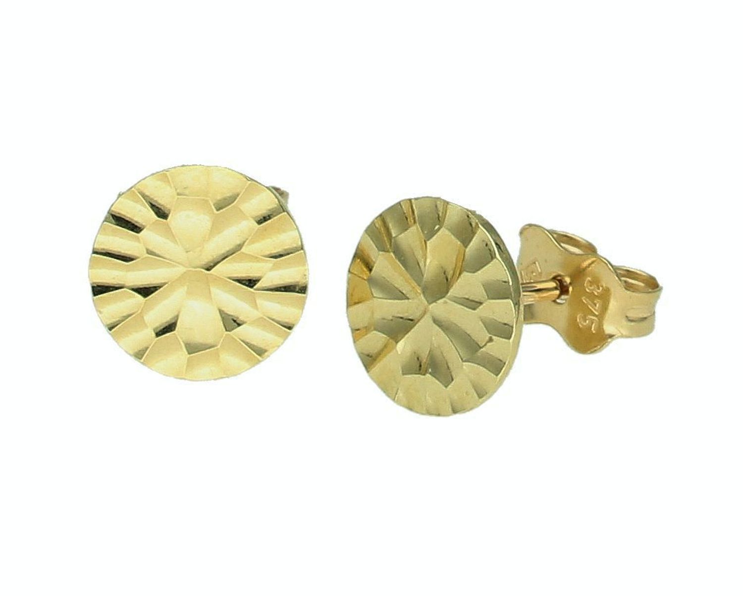 Złote kolczyki damskie 375 blaszki wkrętki grawerowane KL 7390 375.jpg